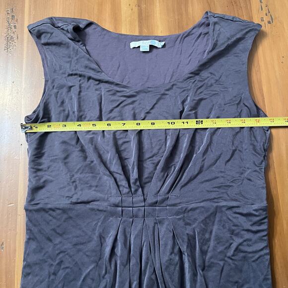 Boden Women's Scoop Neck Pleated Gray Sleeveless Silk Blend Dress Size 12 Long - Picture 5 of 6